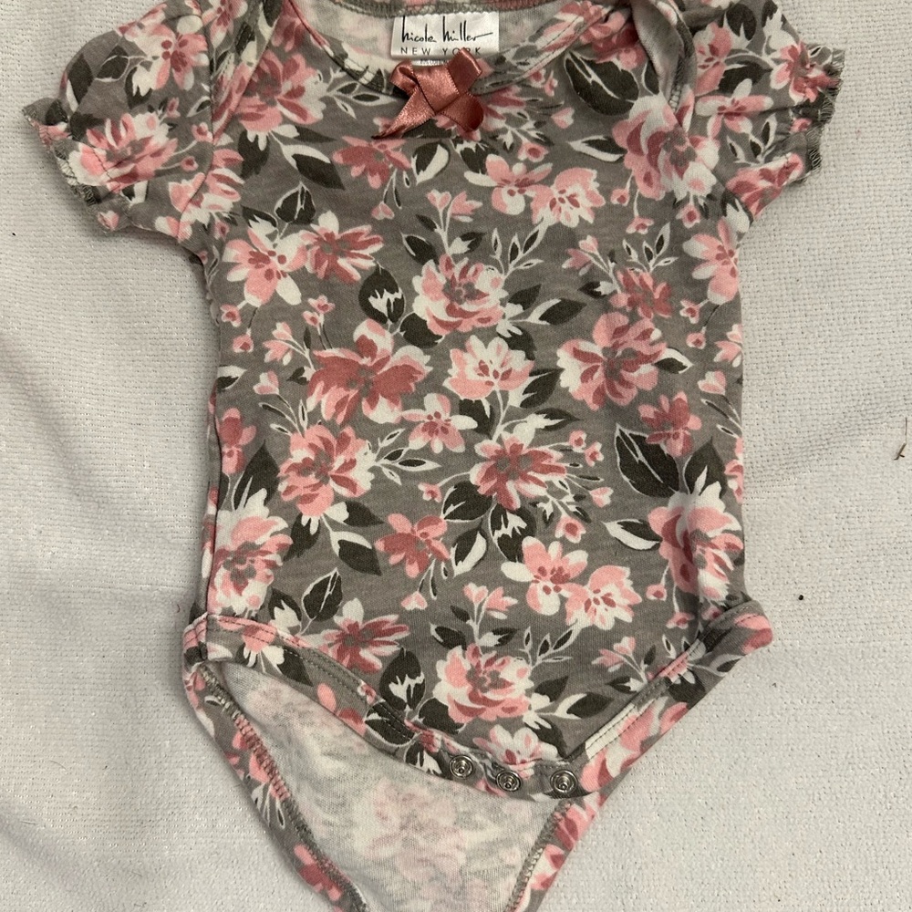 Nicole Miller Pink and Gray Bodysuit One Piece